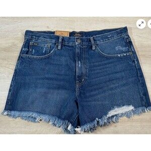 Polo Ralph Lauren Womens Denim Shorts Dark Blue 33 Distressed Sophia Cut Off